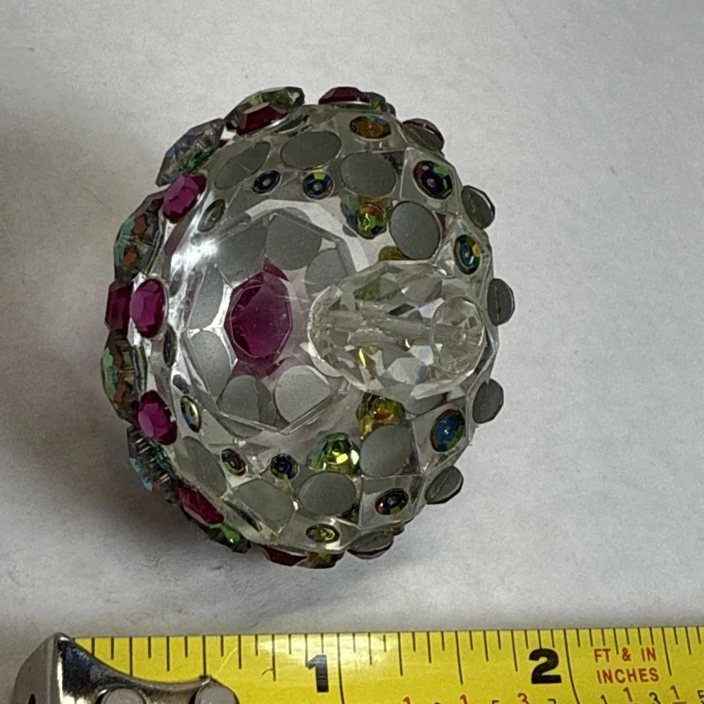 Vtg Purfe Topper Pink /flowes Glass